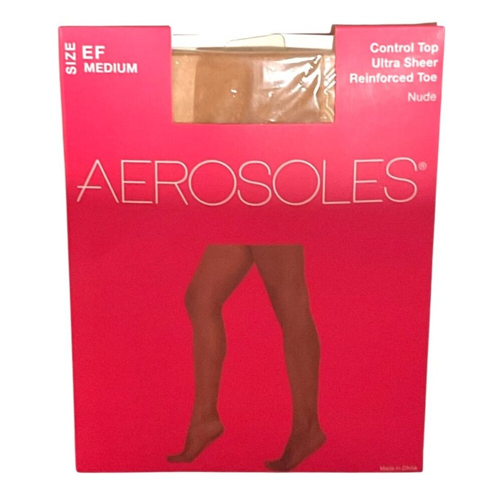 Aerosoles Ultra Sheer Control Top Tights EF Medium Nude Reinforced Toe